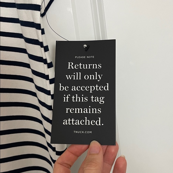 Tuckernuck Navy Blue Striped Presley Boyfriend Tee Large Preppy Minimalist New - Picture 6 of 11